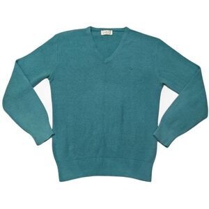 VTG Christian Dior light Blue Teal V-Neck Men's Sweater USA SZ L